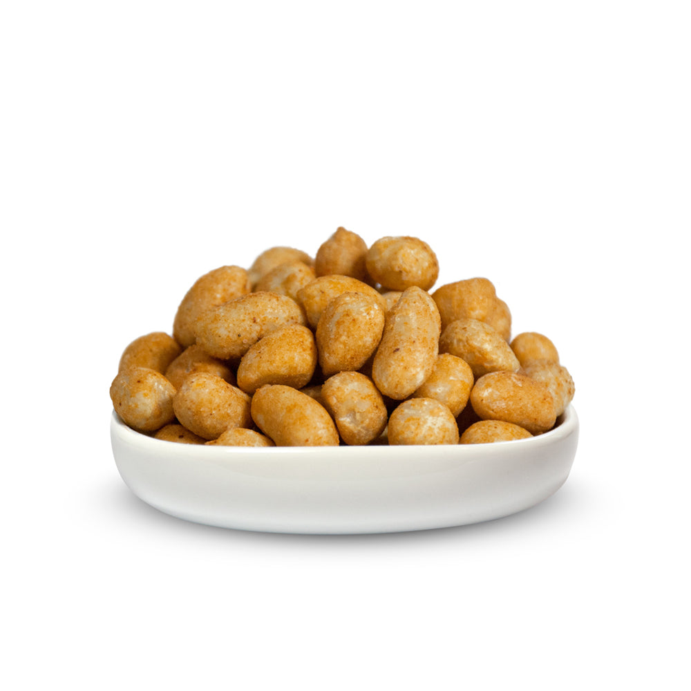 A bowl of Cambrook's sweet chilli peanuts and cashews
