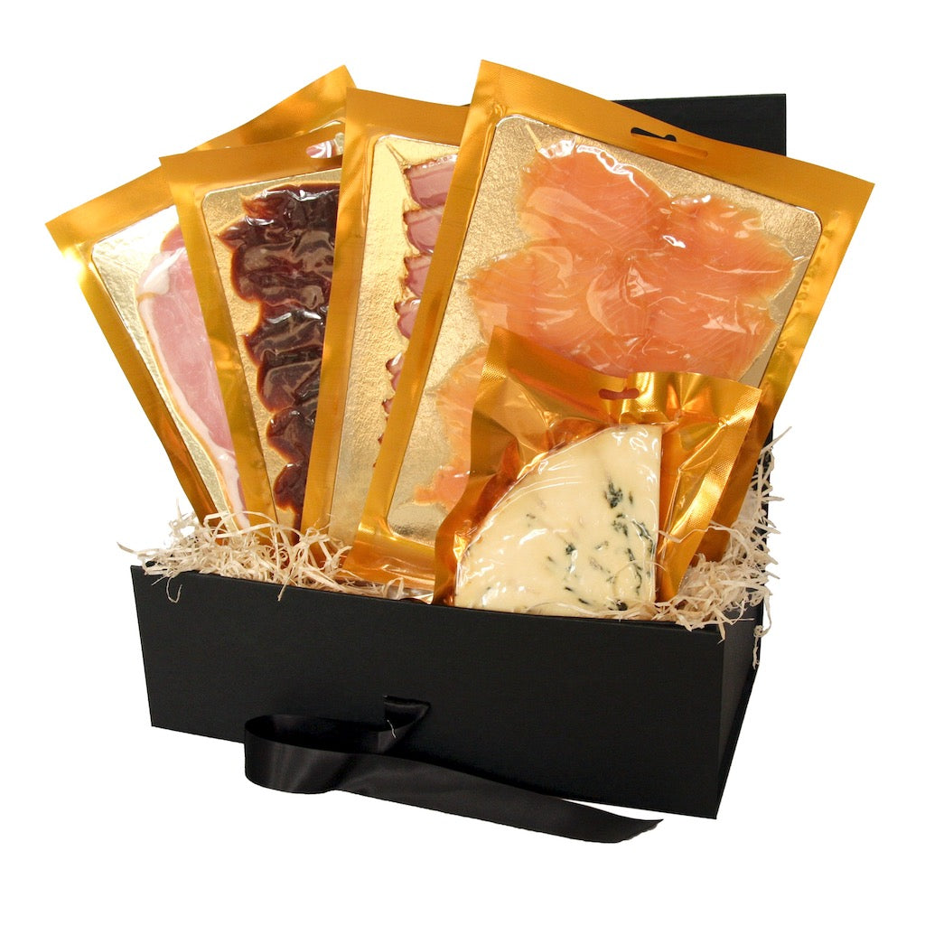 The Best Sellers Hamper containing smoked beef, duck, salmon, bacon & Stilton