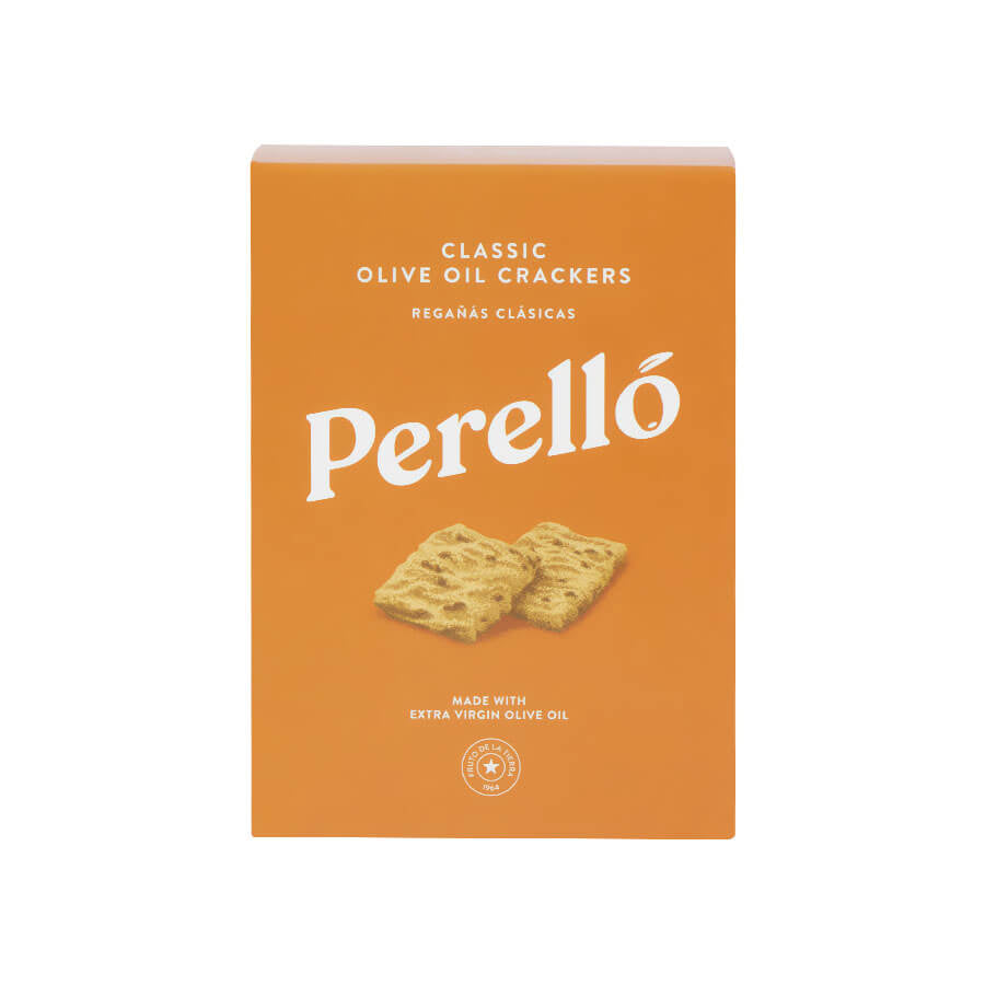 A box of Perello Classic Olive Oil Crackers