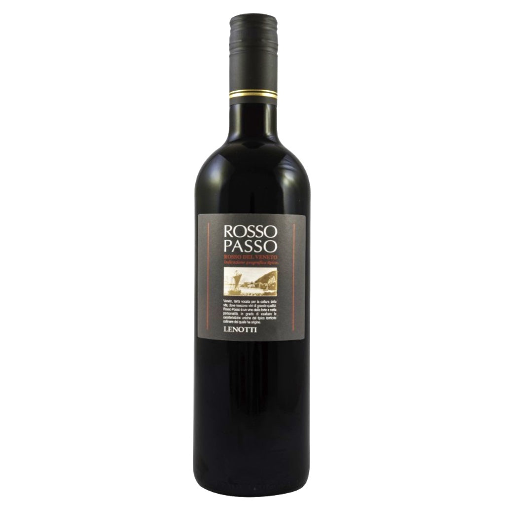 A bottle of Lenotti Rosso Passo red wine