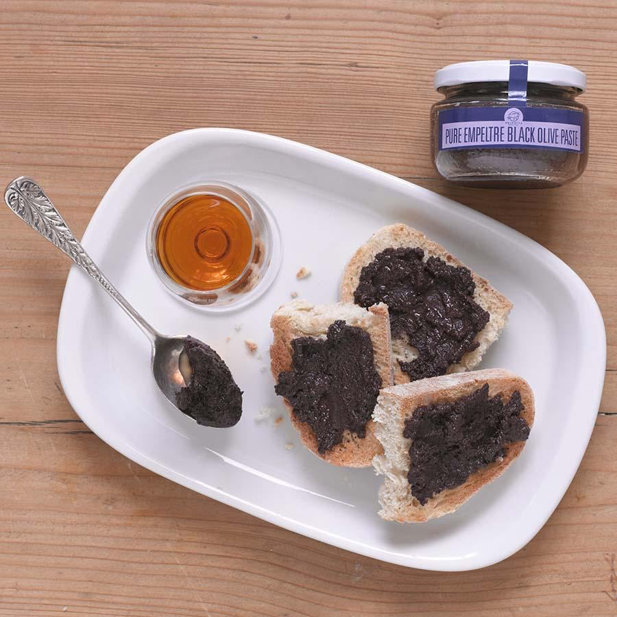 Black olive paste on toast