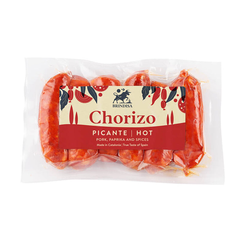 A packet of Brindisa spicy cooking chorizo