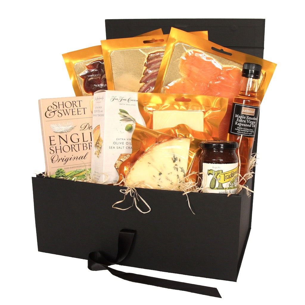The Artisan Smokehouse's British hamper with contents showing