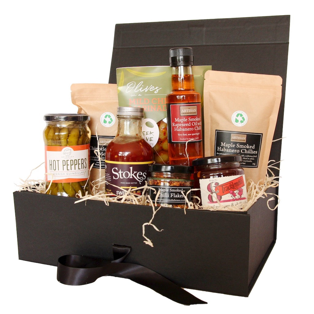 The Artisan Smokehouse's Chilli hamper with contents on show
