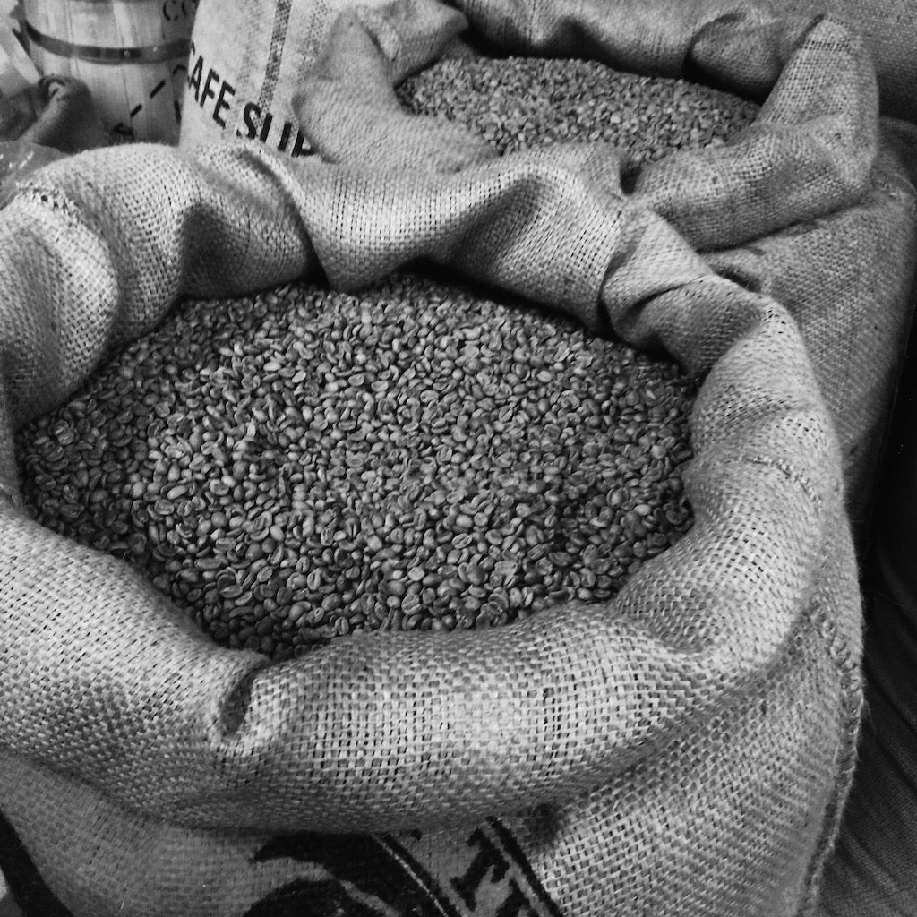 A sack of Coffeelink green coffee beans