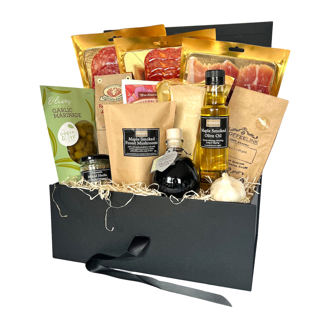 The Artisan Smokehouse's large Italian hamper with contents showing