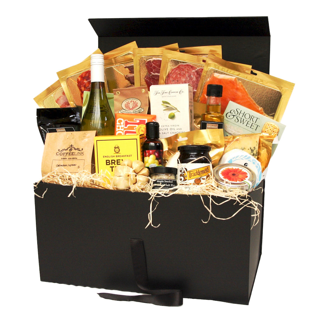 The Artisan Smokehouse's Luxury Hamper with contents on show