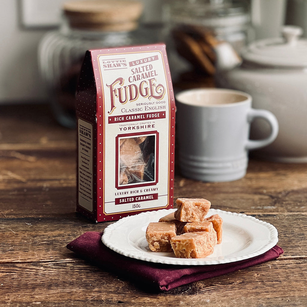 A packet of salted caramel fudge