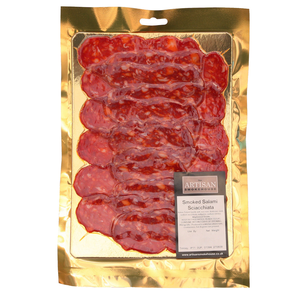  A packet of The Artisan Smokehouse's smoked Spianata Calabra salami 