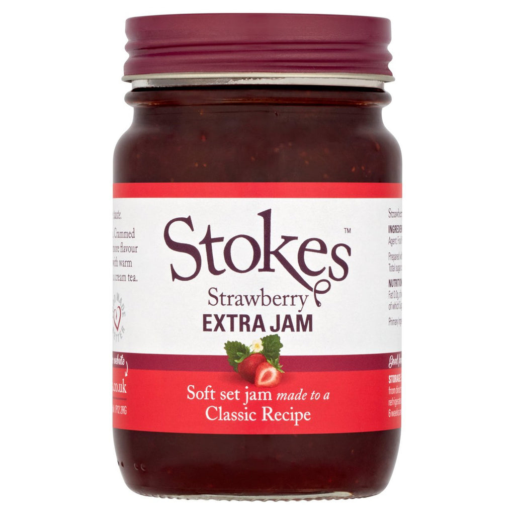 A jar of Stokes strawberry jam