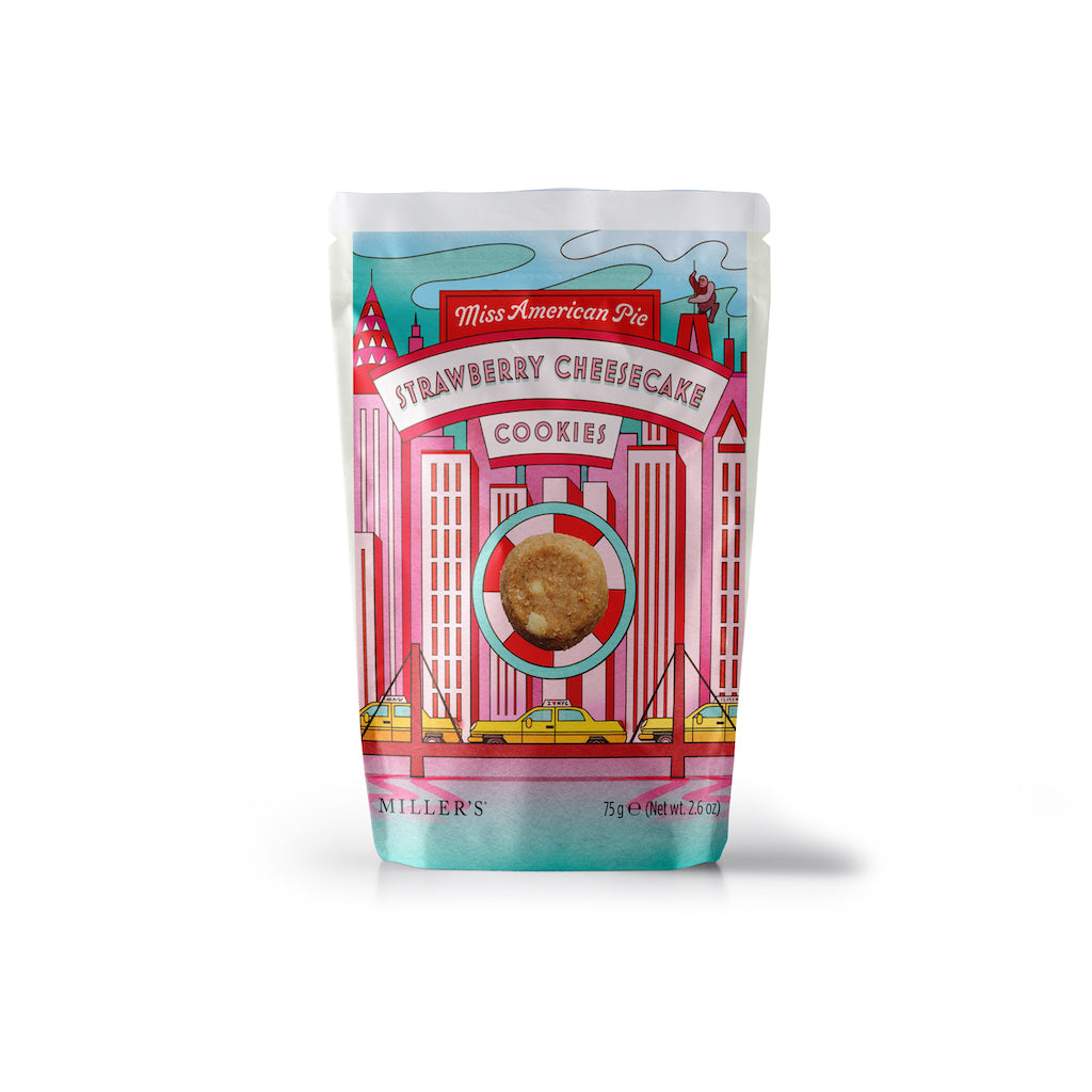 A packet of strawberry cheesecake cookies