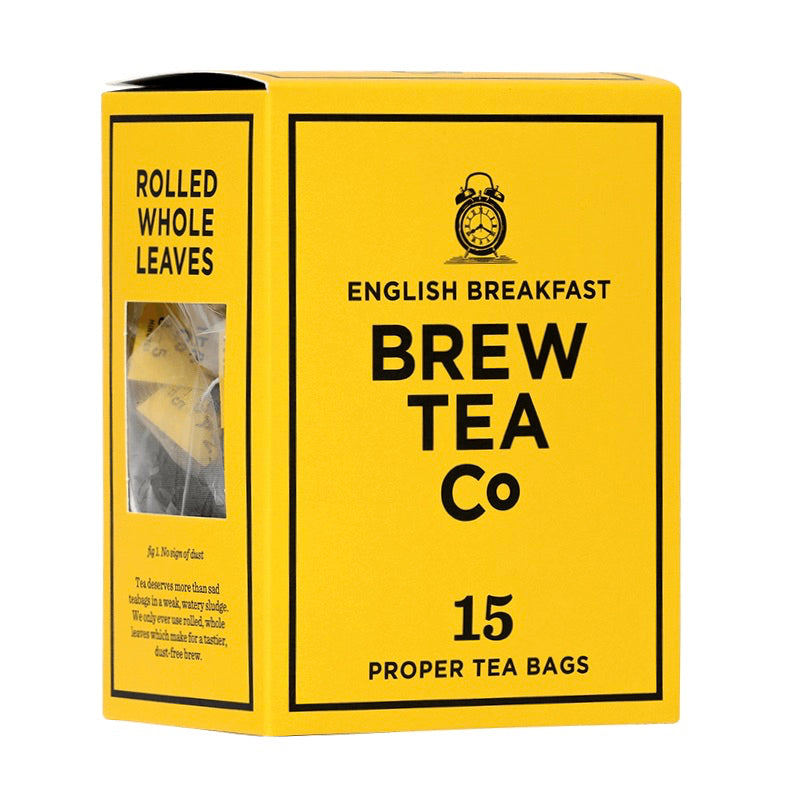 A packet of Brew Tea English breakfast tea bags