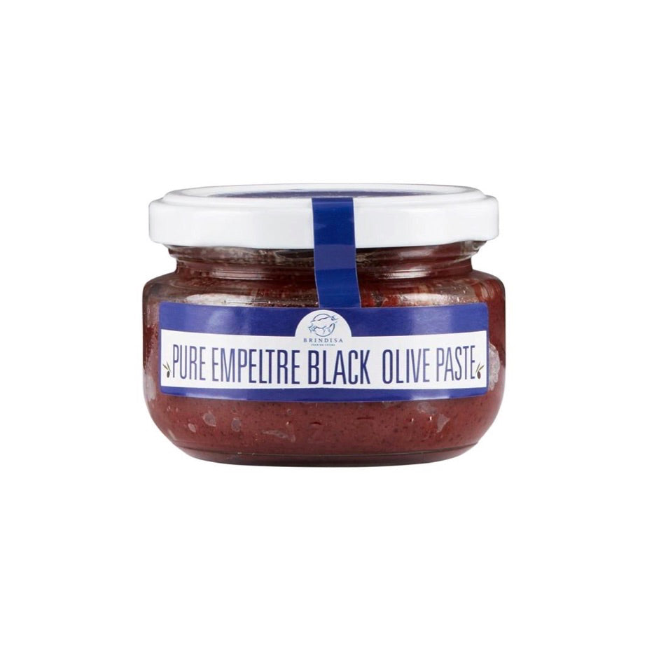 A jar of Brindisa Black Olive Paste
