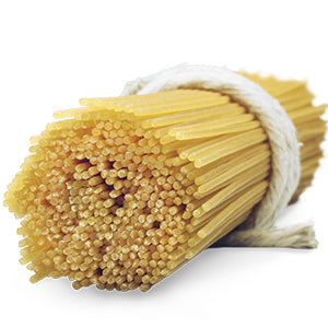 A bundle of La Molisana Gluten Free Spaghetti Pasta tied with string